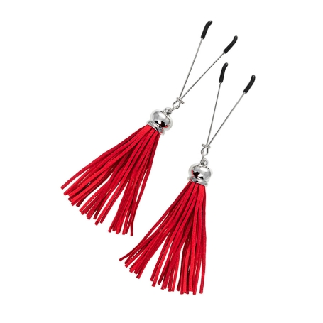 Зажимы на соски «Вилки» с кисточками из замши